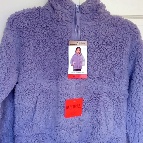 NWT PURPLE YOUTH HALF ZIP SHERPA BY MONDETTA. SIZE MEDIUM (10-12). - Picture 1 of 11
